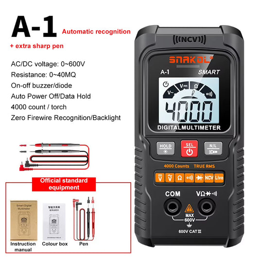 Automatic Digital Multimeter 4000 Counts Electrical Tester Auto-Ranging Intelligent Multimeter Non-Contact Digital Multi Meter