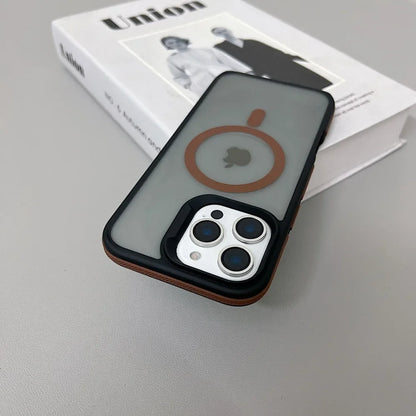 Luxury Magnetic Color Matte Translucent Armor Shockproof Case for Iphone 11 12 13 14 15 16 Promax Magsafe Wireless Charge Cover