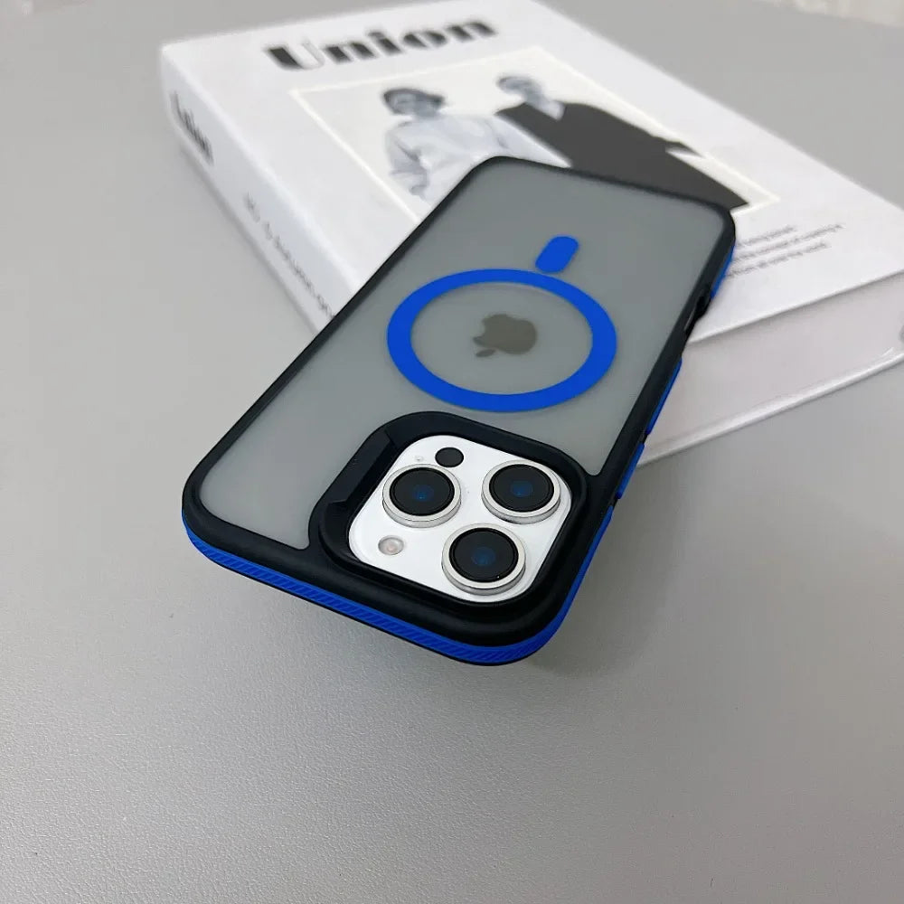 Luxury Magnetic Color Matte Translucent Armor Shockproof Case for Iphone 11 12 13 14 15 16 Promax Magsafe Wireless Charge Cover