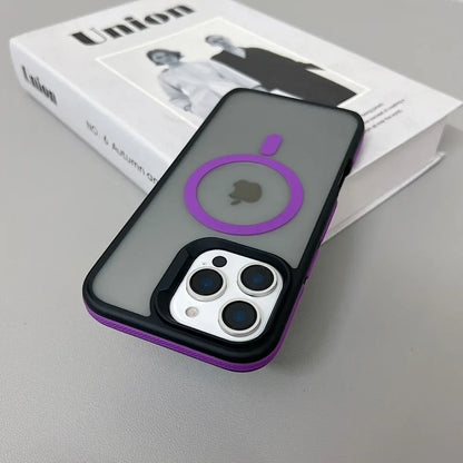 Luxury Magnetic Color Matte Translucent Armor Shockproof Case for Iphone 11 12 13 14 15 16 Promax Magsafe Wireless Charge Cover