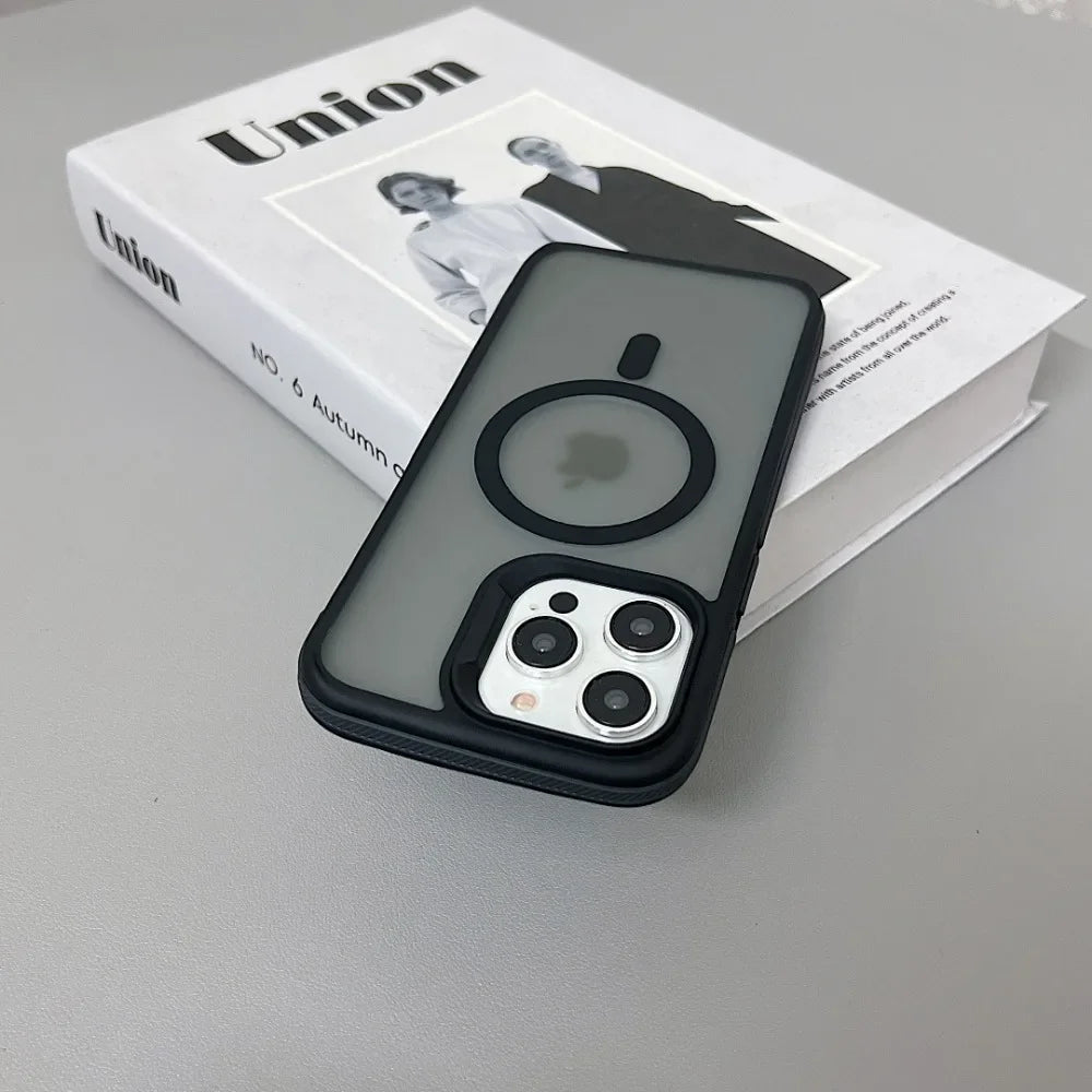 Luxury Magnetic Color Matte Translucent Armor Shockproof Case for Iphone 11 12 13 14 15 16 Promax Magsafe Wireless Charge Cover