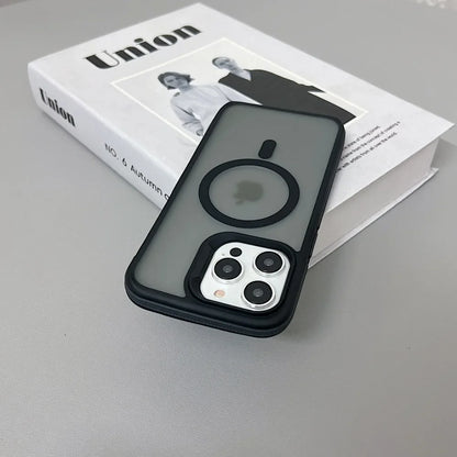 Luxury Magnetic Color Matte Translucent Armor Shockproof Case for Iphone 11 12 13 14 15 16 Promax Magsafe Wireless Charge Cover