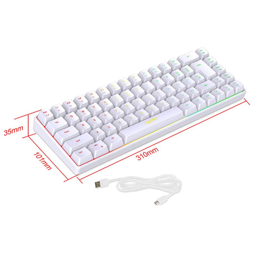68 Keys Korean Keyboard Gaming Keyboard USB Wired Portable RGB Backlight Spanish English Keyboard for Windows Laptops Computer