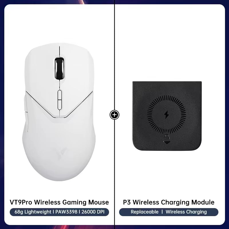 VT9PRO PAW3398 Wireless Gaming Mouse 68G Wired Programmable Ergonomic Mice 26000DPI Type C Rechargeable Pc Gamer Accessory